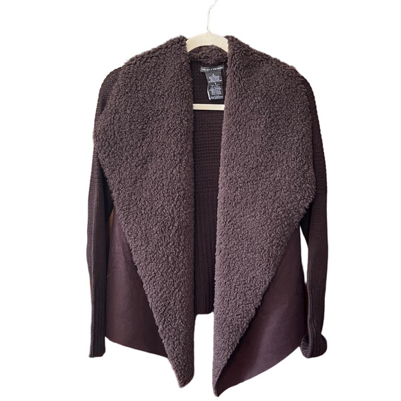 Chelsea & Theodore Suede and Faux Fur Dark Brown Jacket - Picture 1 of 4